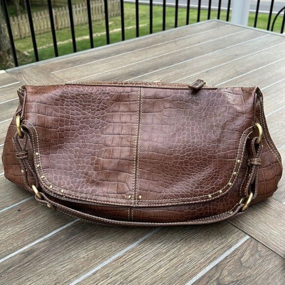 Maxx New York faux croc brown shoulder bag NEW